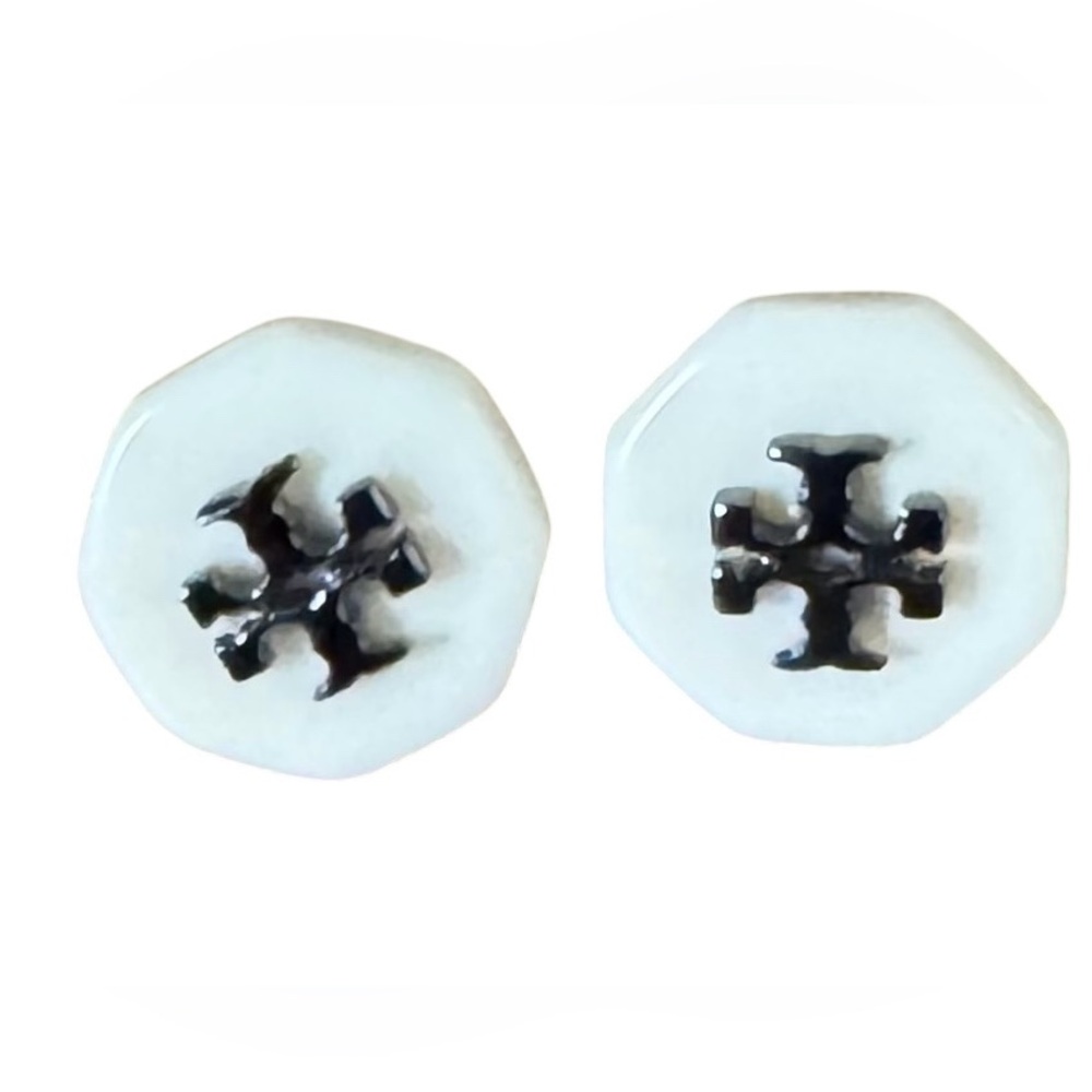 Tory Burch Ivory And Silver Stud Earrings